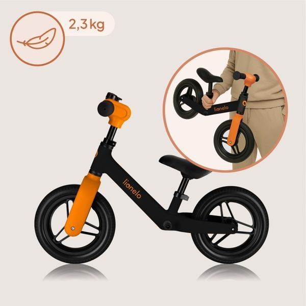 Беговел Lionelo Toni Black Orange - Черно-оранжевый детский беговел от 18 месяцев, с подножкой, колеса EVA, легкий 108967019 фото