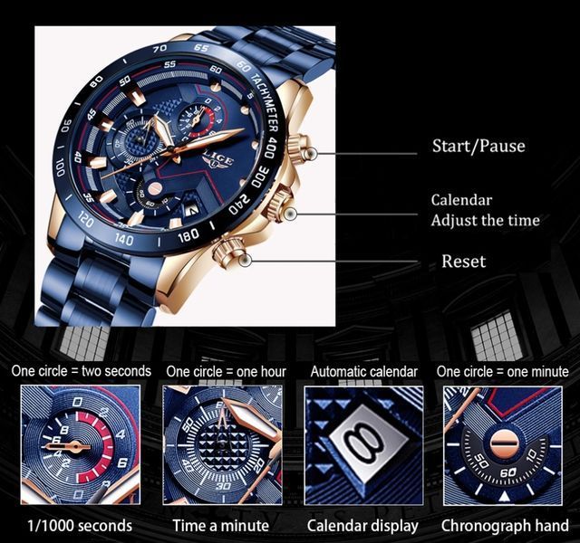 Годинник Lige Blue Stanford 8107 фото