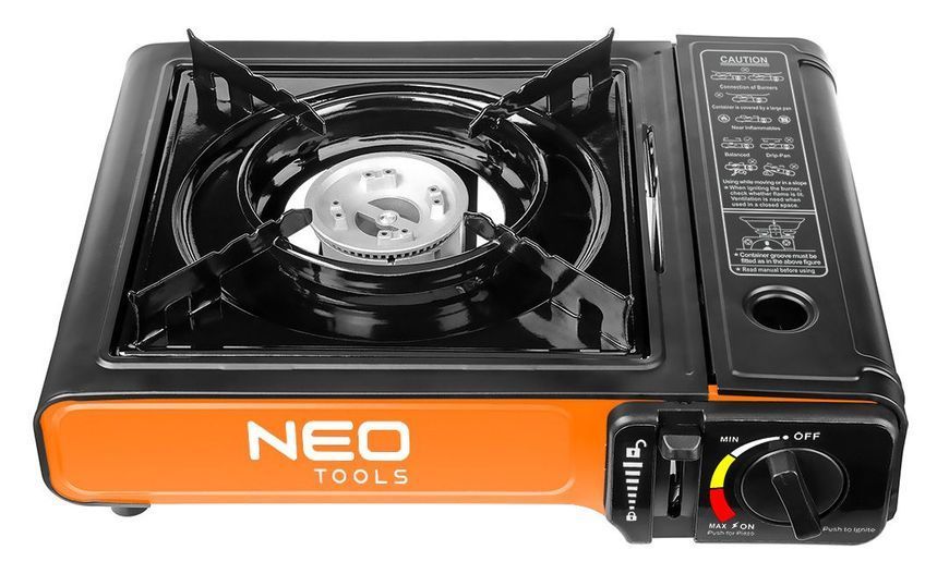Плитка газовая портативная Neo Tools, 2.1кВт, пьезорозжиг, 150г/ч, кейс 20-050 фото