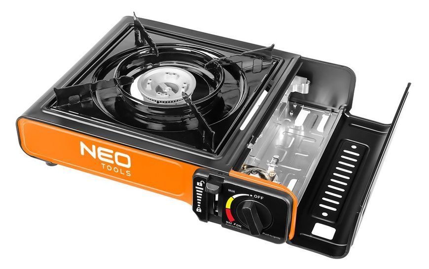 Плитка газовая портативная Neo Tools, 2.1кВт, пьезорозжиг, 150г/ч, кейс 20-050 фото