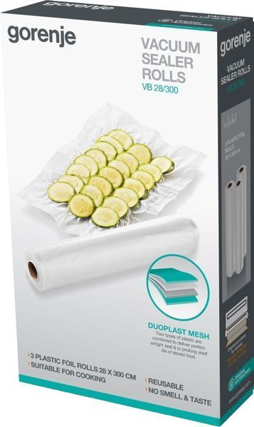 Пакеты для вакуумирования Gorenje VB28/300 подходят для HVS16WS и VS120E, размеры: 28х30см/3 рулона VVB28/300 фото