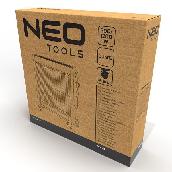 Инфракрасный обогреватель Neo Tools, 1200Вт, кварцевый нагревательный элемент, черный 90-111 фото