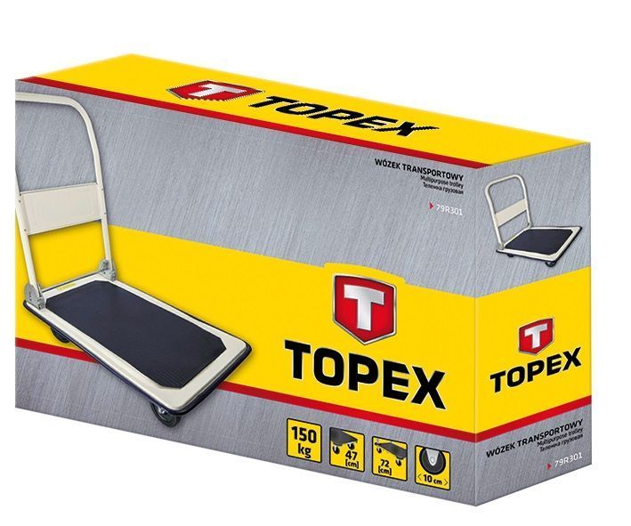Візок вантажний платформний Topex, платформа 72x47см, до 150кг 79R301 фото