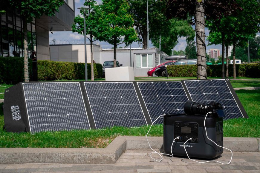 Портативна сонячна панель 2E, 200 Вт зарядний пристрій, DC, USB-С PD45W, USB-A 24W 2E-EC-200 фото