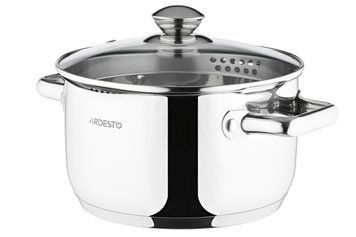 Кастрюля со стеклянной крышкой и сливом Ardesto Gemini Lecco, 3.6л, нержавеющая сталь AR2836CS фото