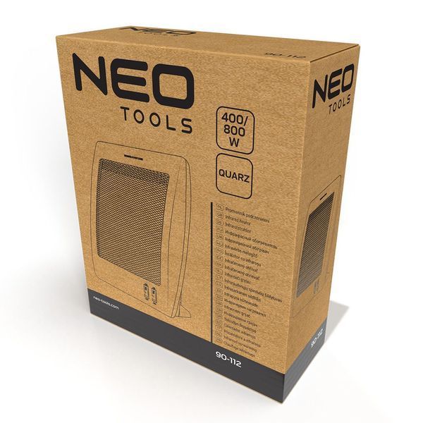 Инфракрасный обогреватель Neo Tools, 800Вт, кварцевый нагревательный элемент, белый. 90-112 фото