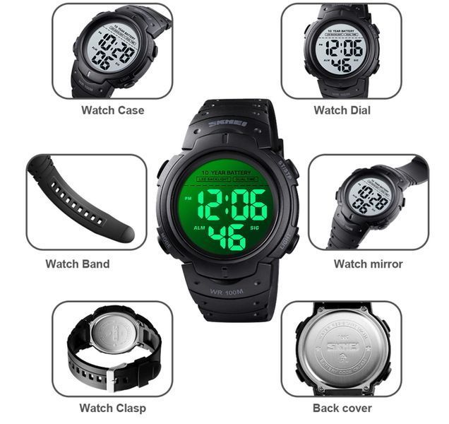 Часы Skmei Neon 10 Bar Black 1134 фото