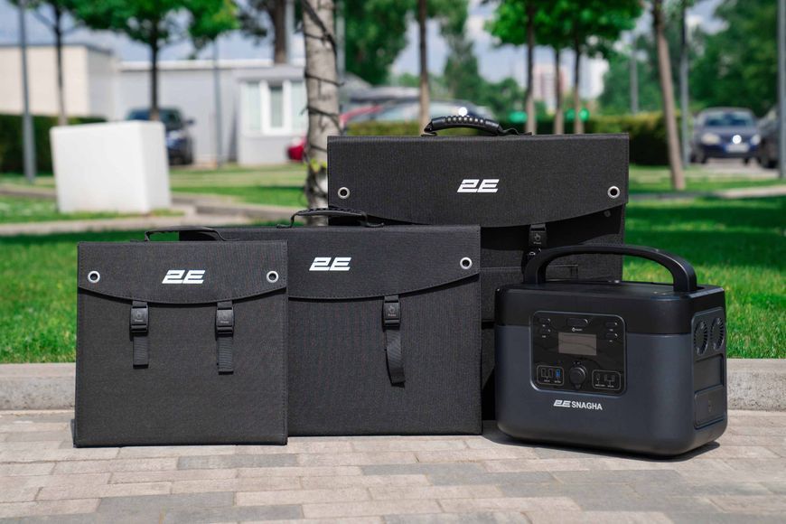Портативна сонячна панель 2E, 60 Вт зарядний пристрій, DC, USB-С PD18W, USB-A 24W 2E-LSFC-60 фото