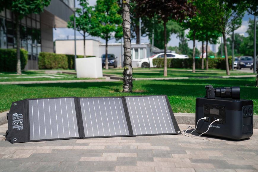 Портативна сонячна панель 2E, 60 Вт зарядний пристрій, DC, USB-С PD18W, USB-A 24W 2E-LSFC-60 фото