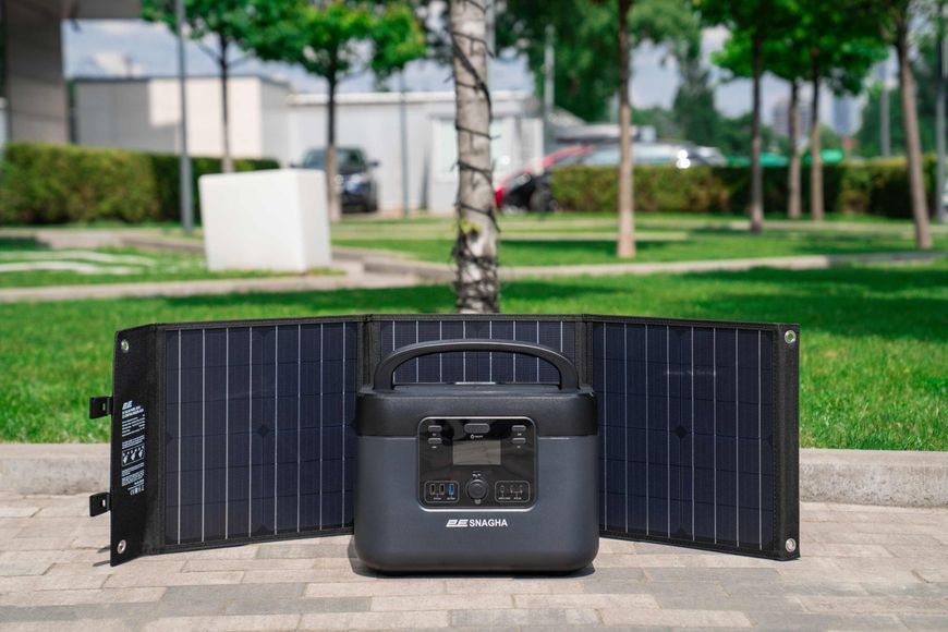Портативна сонячна панель 2E, 60 Вт зарядний пристрій, DC, USB-С PD18W, USB-A 24W 2E-LSFC-60 фото