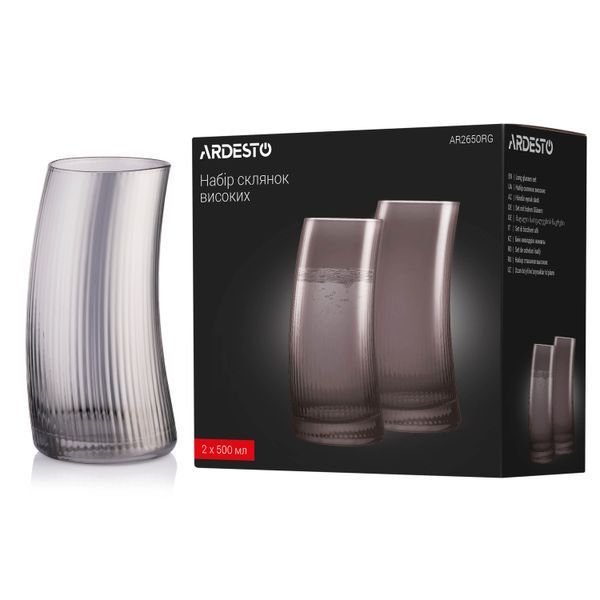 Набор стаканов высоких Ardesto Graphite, 500мл, 2шт, стекло, серый AR2650RG фото