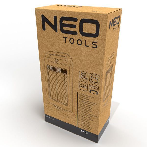 Инфракрасный обогреватель Neo Tools, 1200Вт, галогенный нагревательный элемент, черный 90-113 фото