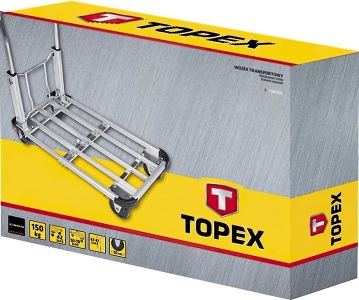 Тележка грузовая платформенная складная Topex, алюминиевый профиль, платформа 70x42см, до 150кг 79R300 фото