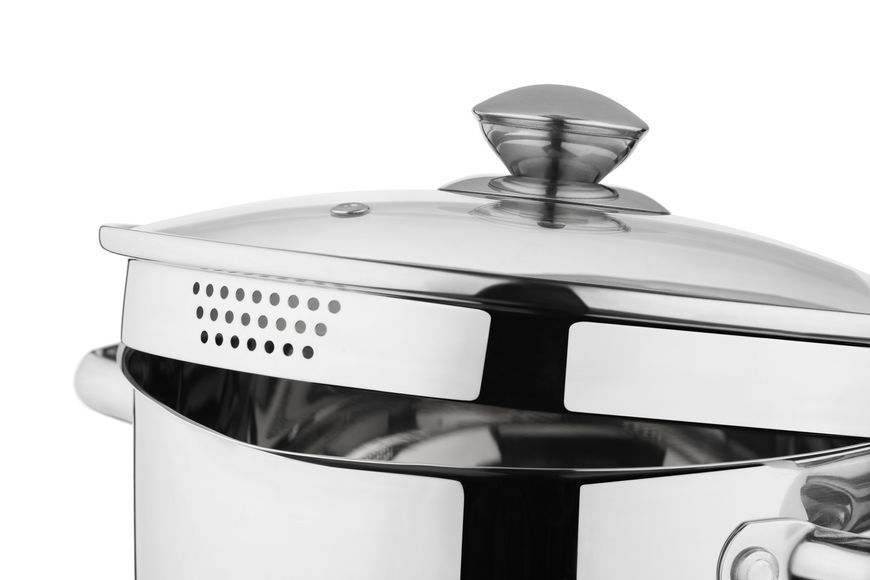 Кастрюля со стеклянной крышкой и сливом Ardesto Gemini Lecco, 4.7л, нержавеющая сталь AR2847CS фото