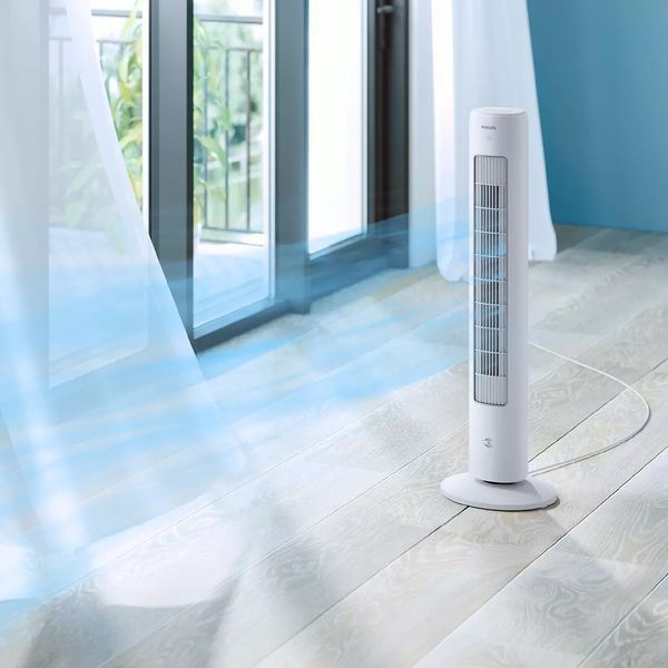 Вентилятор колонный Philips 110см, 40Вт, пульт ДУ, дисплей, белый. CX5535/00 фото