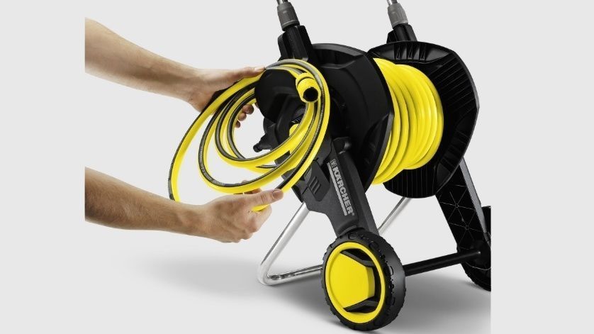 Котушка для шланга Karcher "HT 4.500", складна, регулювання висоти ручки візка, довжина шланга: 1/2" 50м, 5/8" 35м, 3/4" 23м 2.645-170.0 фото