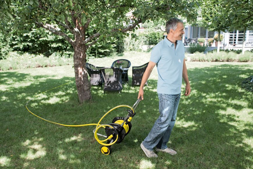 Котушка для шланга Karcher "HT 4.500", складна, регулювання висоти ручки візка, довжина шланга: 1/2" 50м, 5/8" 35м, 3/4" 23м 2.645-170.0 фото