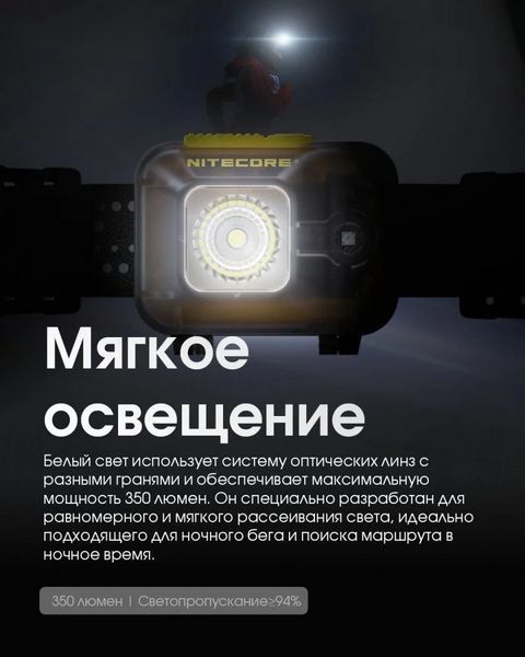 Налобний ліхтар Nitecore HA13 з білим та червоним світлом 350лм 3xAAA USB-C (7 режимів) 712587 фото