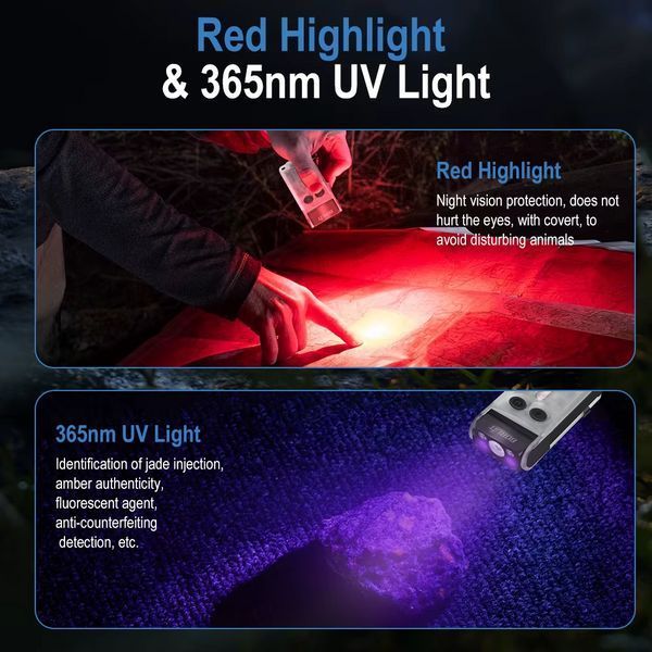 Ліхтарик брелок наключний Boruit V30 UV EDC 900 лм Прозорий 722181 фото