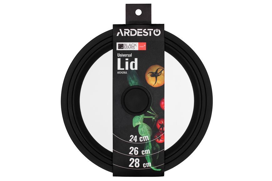 Крышка универсальная Ardesto Black Mars Smart 24/26/28 см, стекло, силикон AR2428UL фото