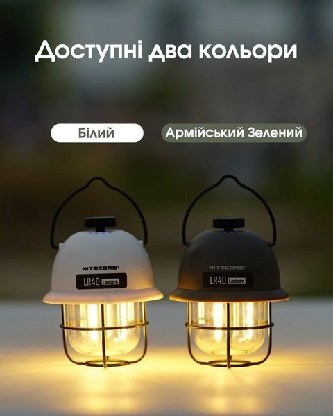 Кемпінговий підвісний ліхтарик Nitecore LR40 100лм з Power Bank Type-C (Зелений) 7125891 фото