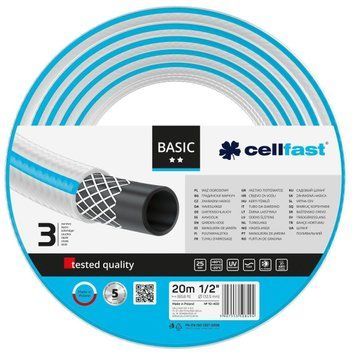 Шланг садовий Cellfast BASIC 1/2", 20м, 3 шари, до 25 Бар, -20&hellip;+60&deg;C 10-400 фото