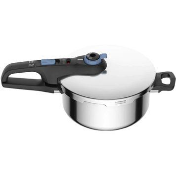 Скороварка Tefal Secure Trendy, 4л, с паровой корзинкой, нержавеющая сталь, пластик P2580402 фото