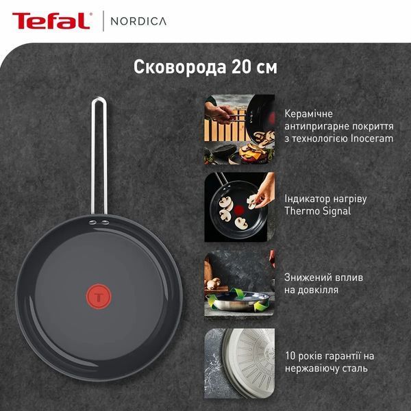 Сковорода Tefal Nordica, 20см, нержавеющая сталь. H8710255 фото