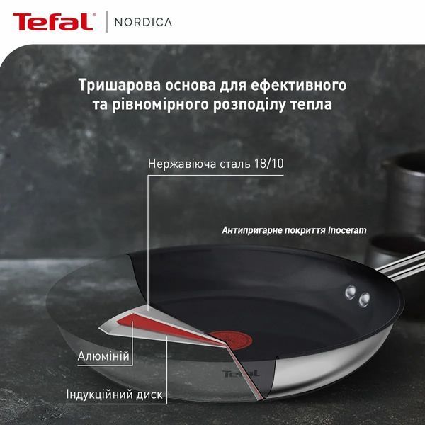 Сковорода Tefal Nordica, 20см, нержавеющая сталь. H8710255 фото
