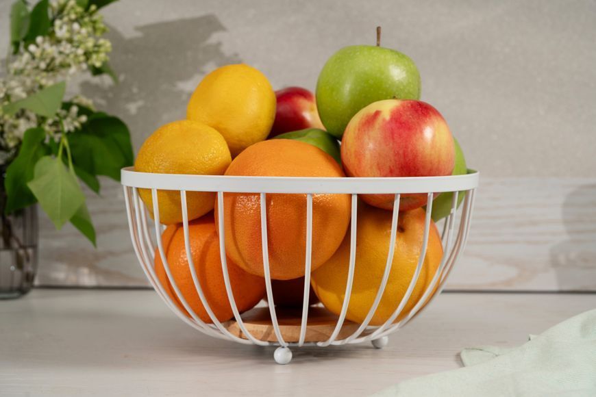 Кошик Ardesto Midori 25х25х13см, метал, дерево, білий AR0904W фото