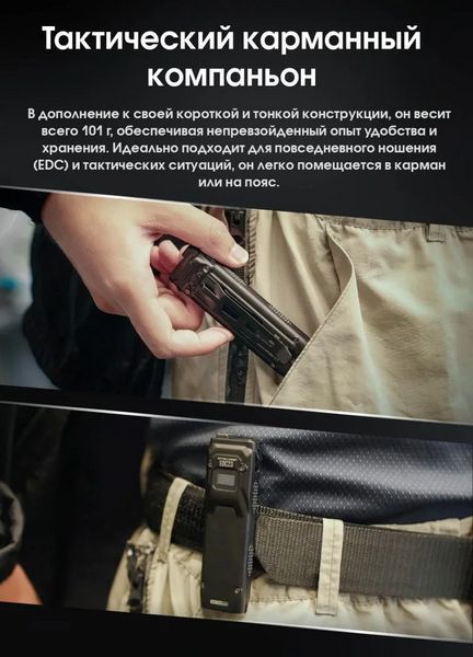 Мощный ручной фонарь Nitecore EDC23 2500лм USB-C (6 режимов) Черный 712642 фото
