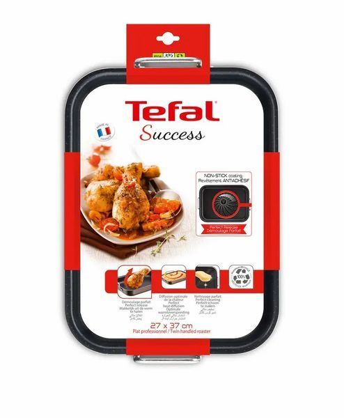 Деко Tefal Success,з ручками, прямокутна, 27х37см, алюміній, чорний J1605902 фото