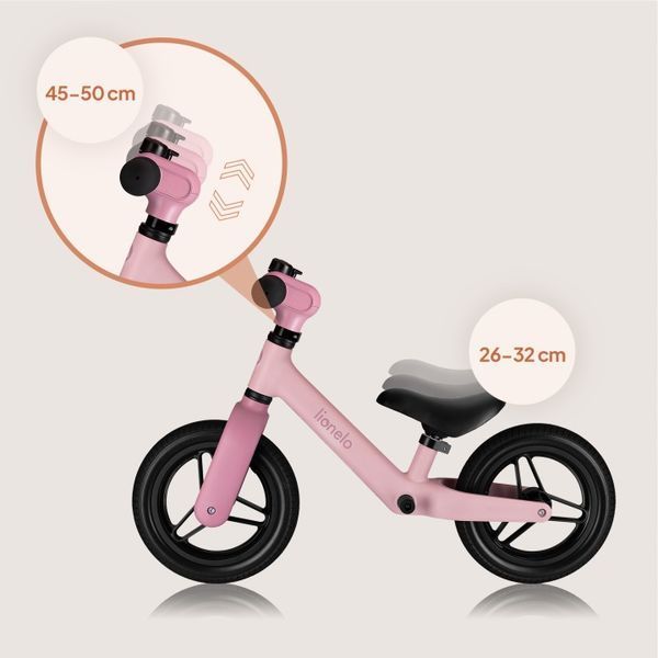 Беговел Lionelo Toni Pink Rose &mdash; Розовый детский беговел от 18 месяцев, с подножкой, колеса EVA, легкий 109058386 фото