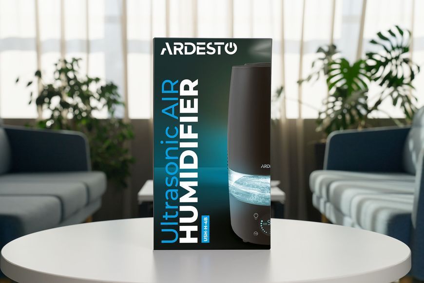 Увлажнитель ультразвуковой ARDESTO, 30м2, 4л, 280мл/г, электр. управление, пульт ДУ, верх. залив воды, дисплей, черный USH-H-4B фото