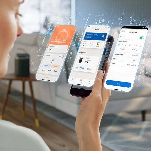 Тепловентилятор Philips Series 3000, 20м2, 2000Вт, электронное управление, керамический нагревательный элемент, Wi-Fi, темно-серый CX3120/01 фото
