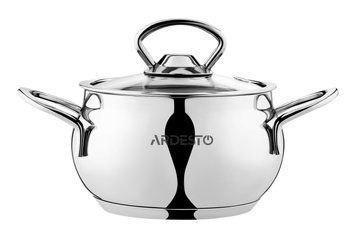 Кастрюля Ardesto Black Mars, стеклянная крышка, 1.1 л, нержавеющая сталь AR0706S фото