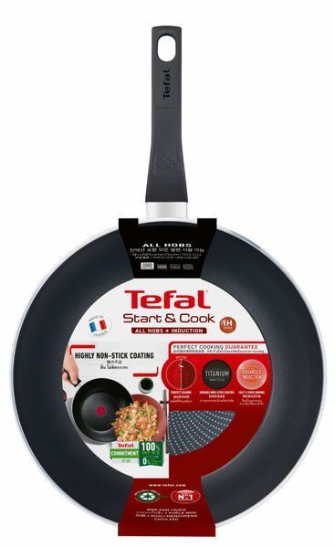 Сковорода ВОК Tefal StartCook, 28см, алюміній, бакеліт, чорний C2721953 фото