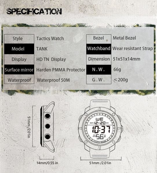 Годинник North Edge Tank 5BAR 9997 фото