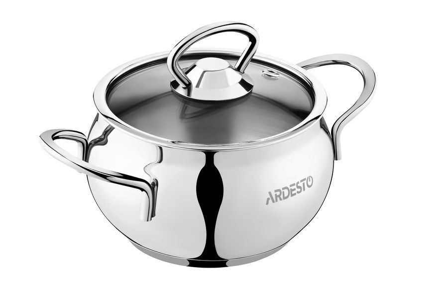 Кастрюля Ardesto Black Mars, стеклянная крышка, 1.1 л, нержавеющая сталь AR0706S фото