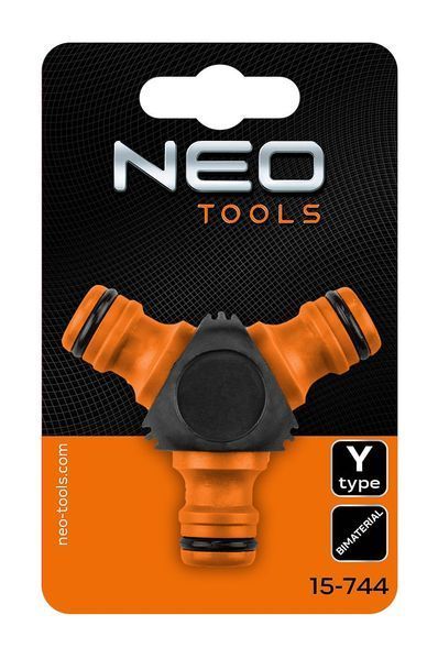 Коннектор-тройник для шланга 1/2"-3/4", Neo Tools двухкомпонентный 15-744 фото