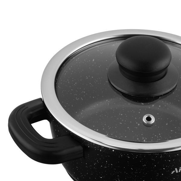 Каструля зі скляною кришкою Ardesto Gemini Anzio, 1.2л, алюміній, чорний AR2412GE фото