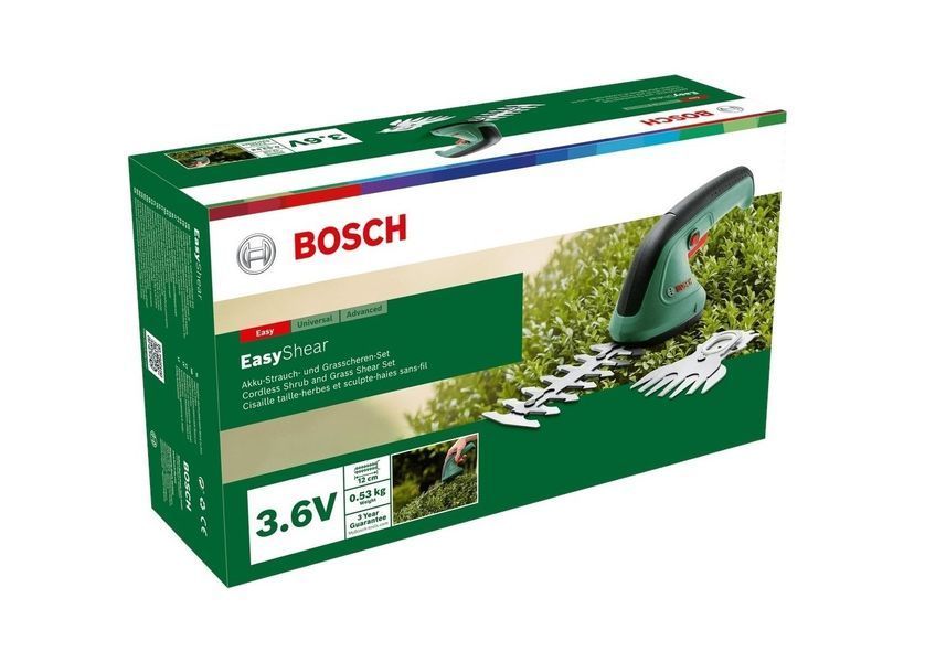 Кусторез аккумуляторный Bosch EasyShear, 3.6В, 1х1.5Ач, лезвие 12см, шаг реза 8мм, 0.5кг 0.600.833.303 фото