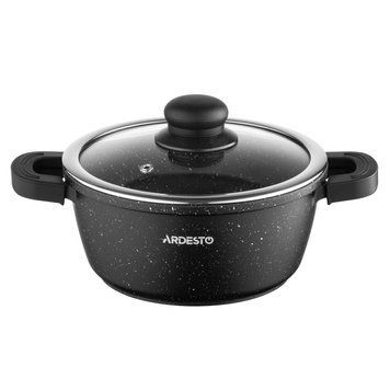 Кастрюля со стеклянной крышкой Ardesto Gemini Anzio, 1.8л, алюминий, черный AR2418GE фото