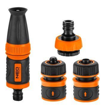Набор для полива 1/2", Neo Tools ороситель ручной прямой, 2 коннектора для шланга, коннектор для крана 1/2"-3/4" 15-710 фото