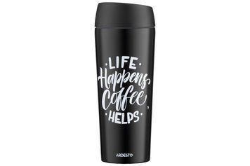 Термокухоль ARDESTO Coffee Time 450 мл, нержавіюча сталь, чорний AR2645BC фото