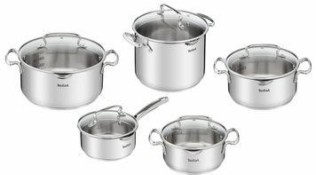 Набор посуды Tefal Duetto Plus, 10 предметов, нержавеющая сталь, стекло G719SA55 фото