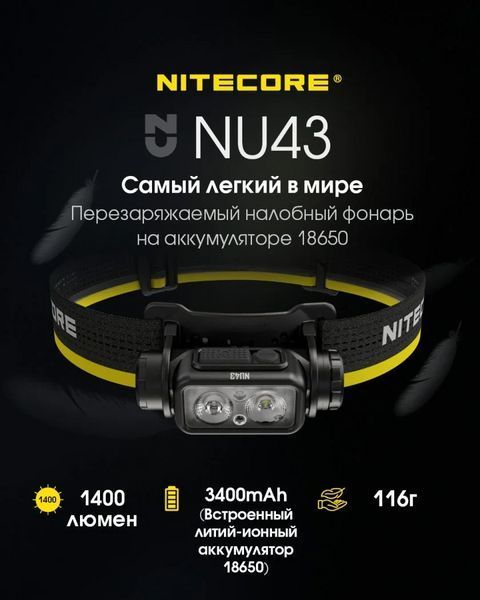 Налобный фонарь Nitecore NU43 Army Edition с датчиком приближения USB Type-C 712611 фото