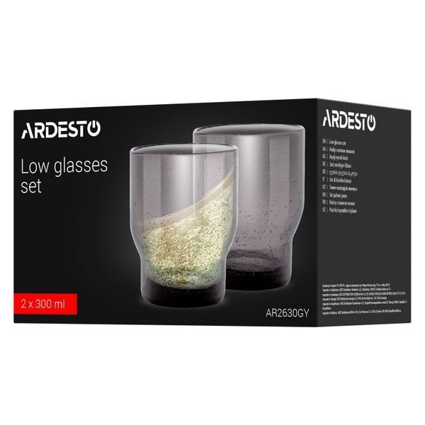 Набор стаканов низких Ardesto Bubble 300мл, 2шт, стекло, зеленый AR2630GY фото