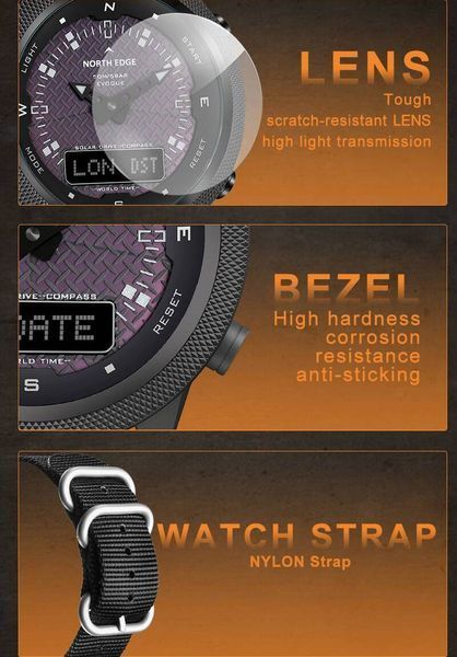 Годинник North Edge Solar Compass 1675 фото