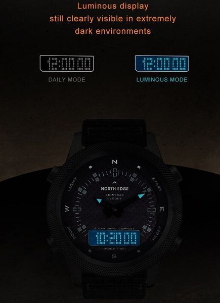 Годинник North Edge Solar Compass 1675 фото